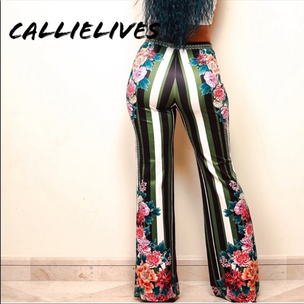 CALLIE Circus Flower: PolyScuba Flared Stripe Pant - Picture 5 of 9